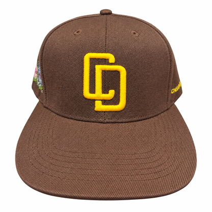 Brown cap with yellow embroidered front logo